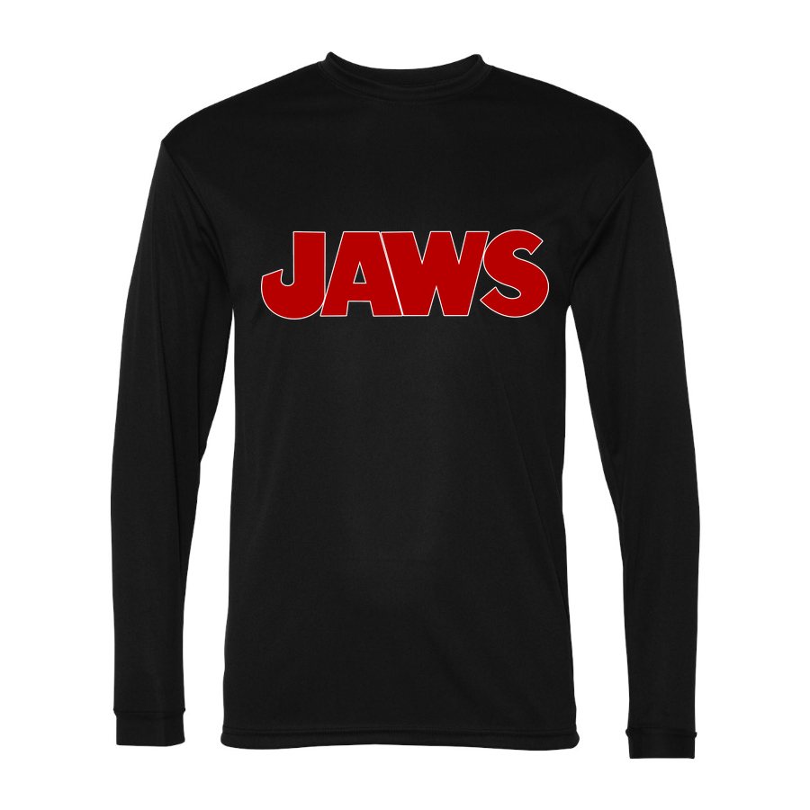 Men's Jaws Polyester Long Sleeve T-Shirt - Black