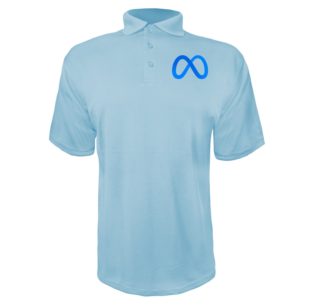 Meta men's polyester polo in Sky Blue