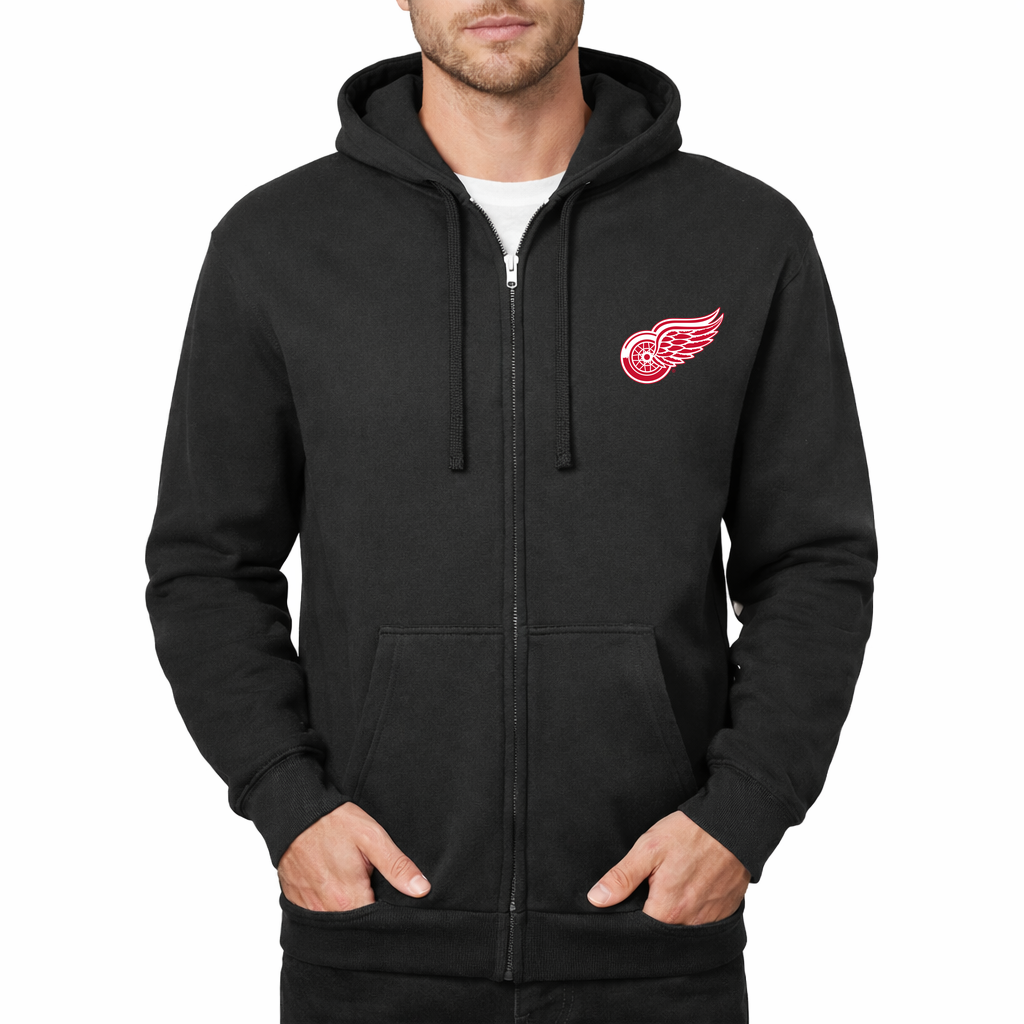 Men's Detroit Red Wings Zipper Hoodie - Black
