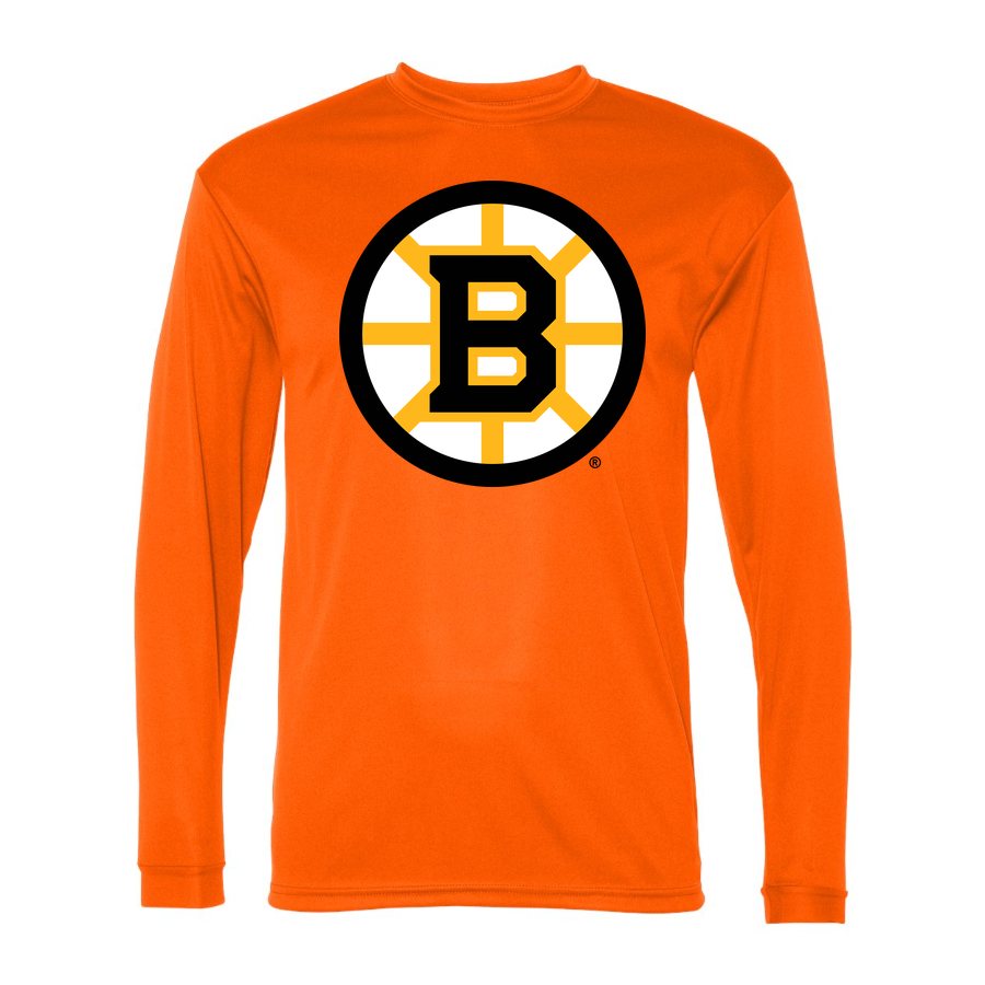 Men's Boston Bruins Polyester Long Sleeve T-Shirt - Safety Orange