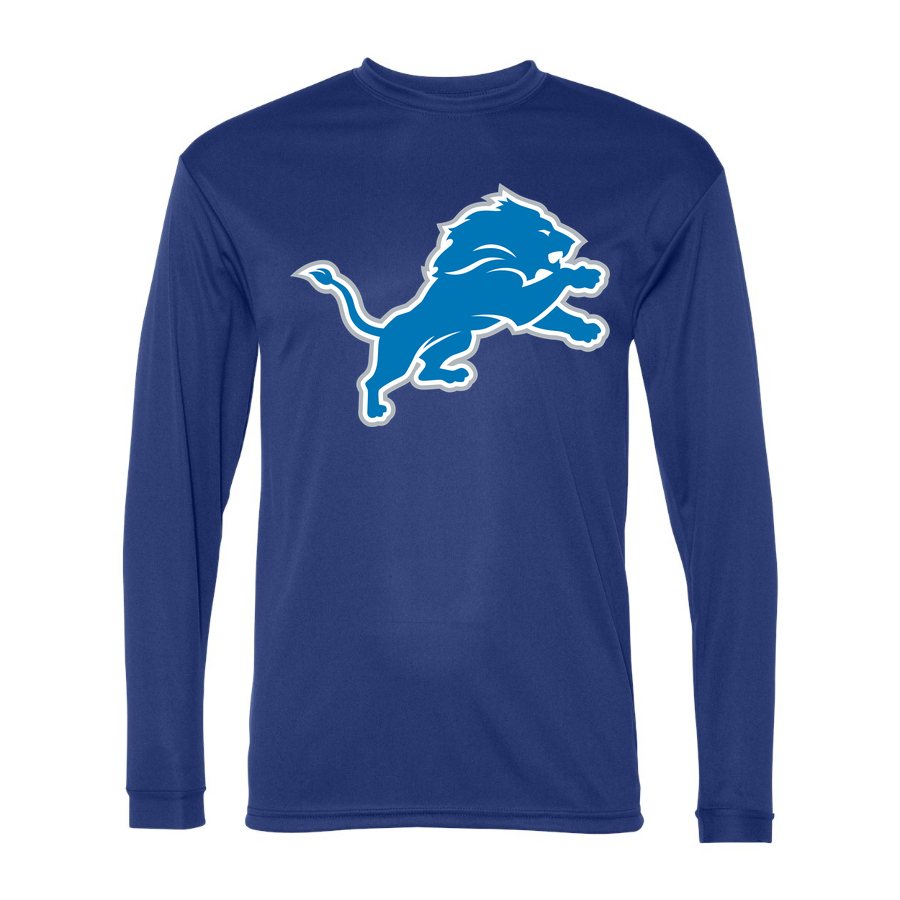 Men's Detroit Lions Polyester Long Sleeve T-Shirt - Royal Blue