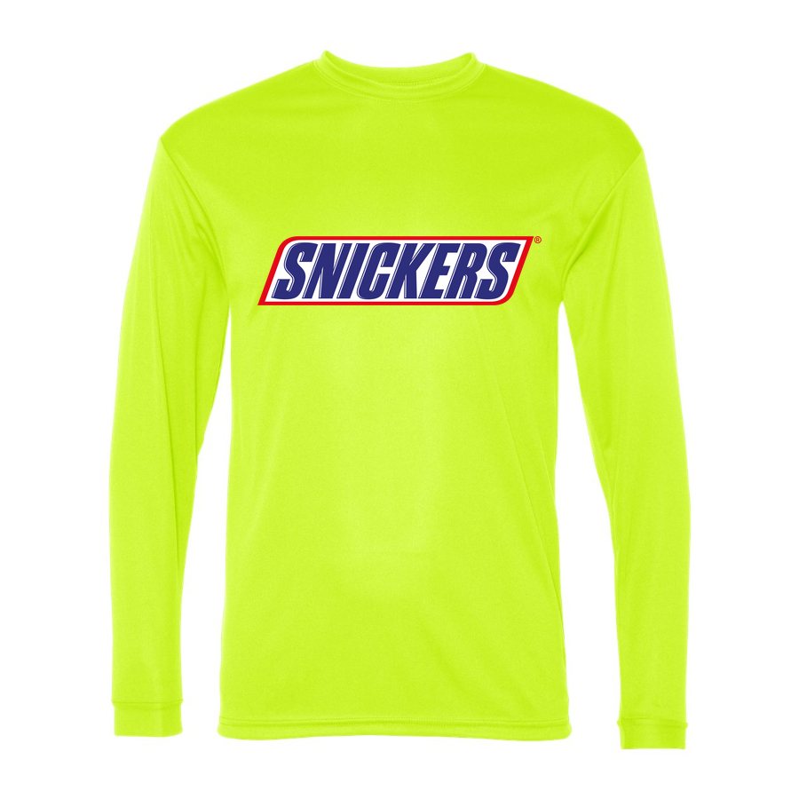 Men's Snickers food Polyester Long Sleeve T-Shirt - Safety Yellow