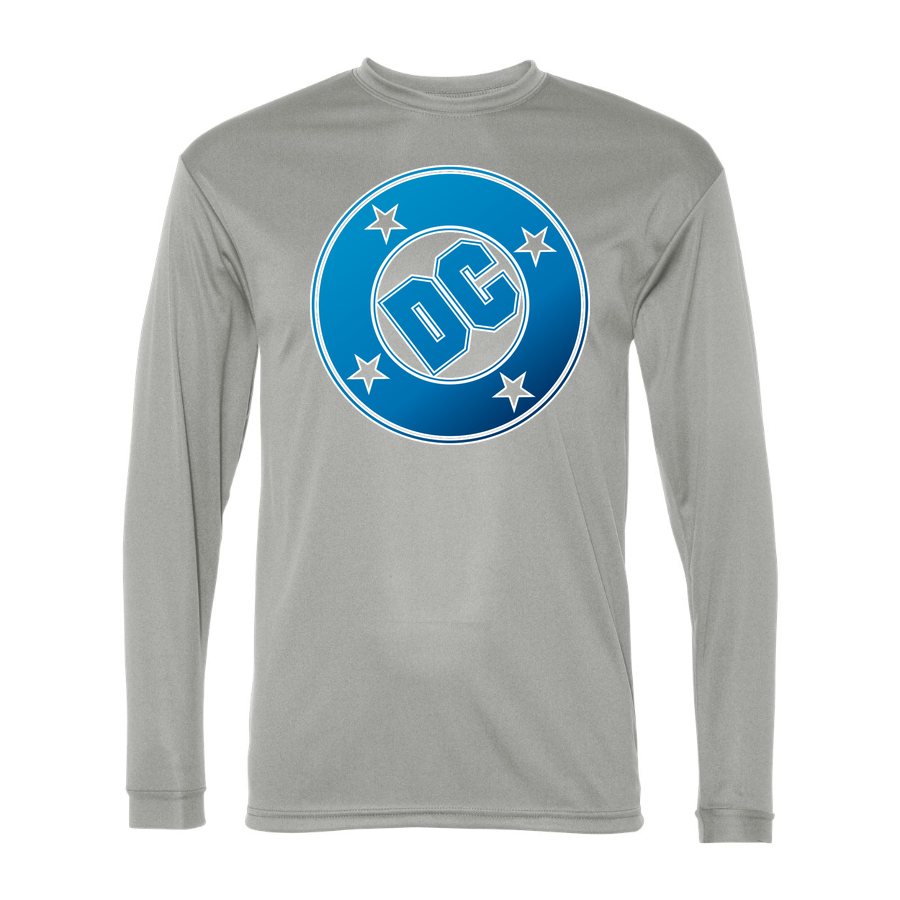 Men's DC Comics Polyester Long Sleeve T-Shirt - Silver