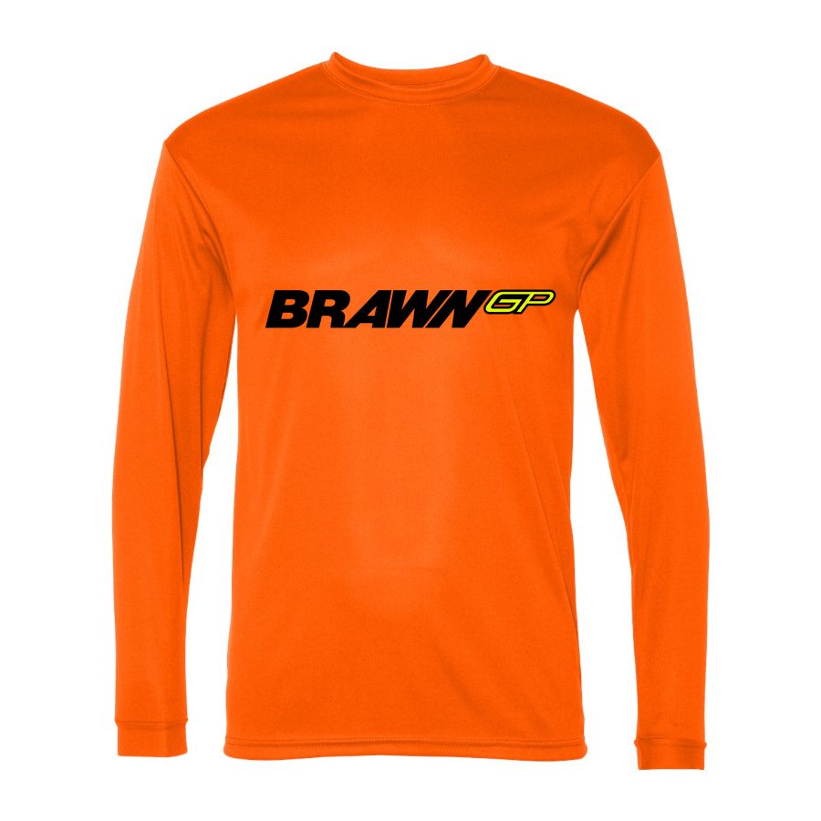 Men's Brawn GP Polyester Long Sleeve T-Shirt - Safety Orange