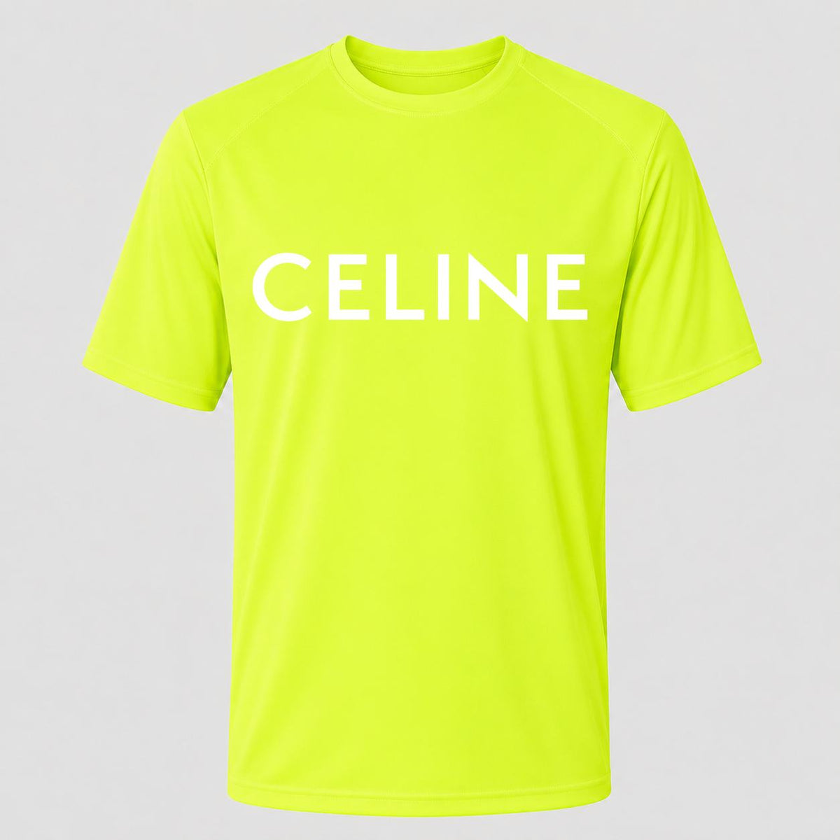 Men's Celine White Performance T-Shirt - Safety Green