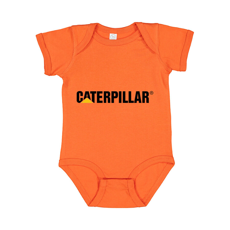 Caterpillar Black Logo Baby Romper Onesie - Orange