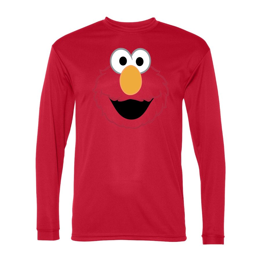 Men's Elmo Face Polyester Long Sleeve T-Shirt - Red