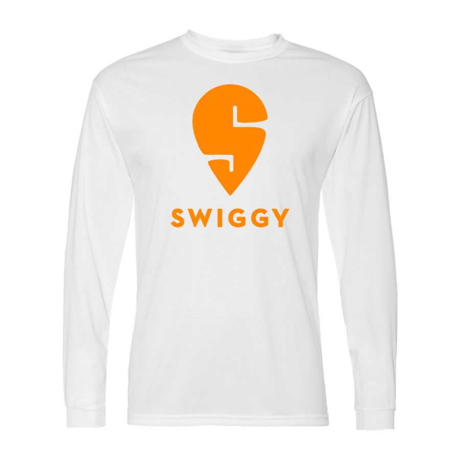 Men's Swiggy Polyester Long Sleeve T-Shirt - White