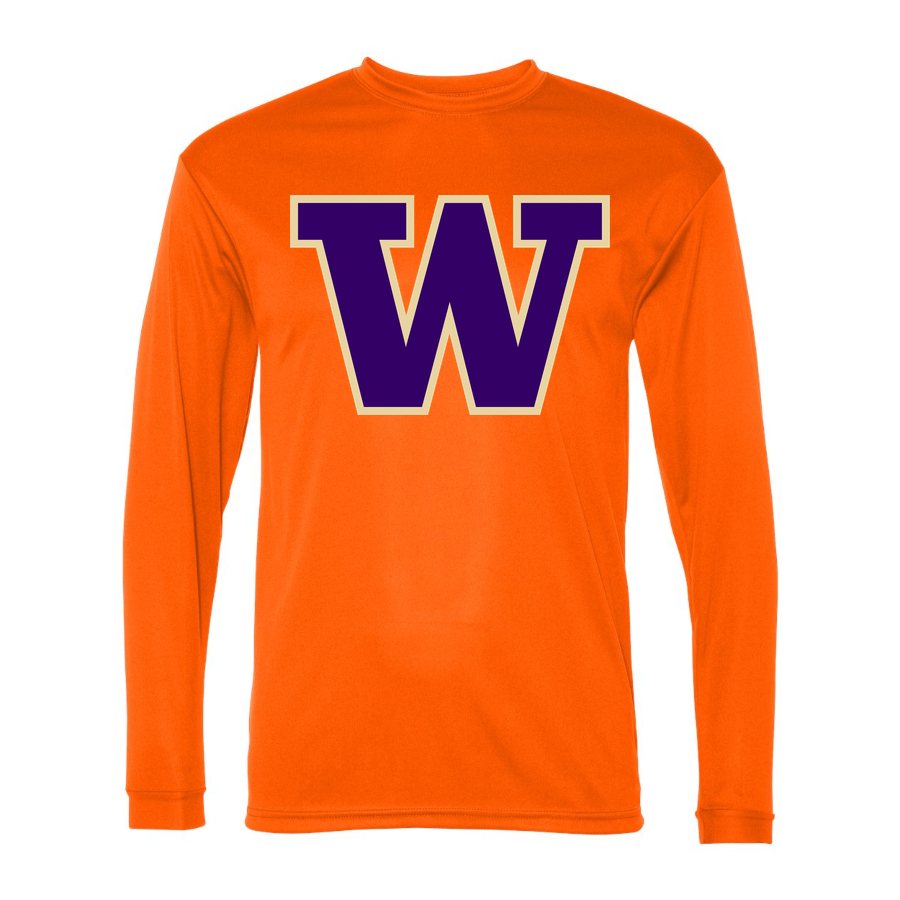 Men's Washington Huskies Polyester Long Sleeve T-Shirt - Safety Orange