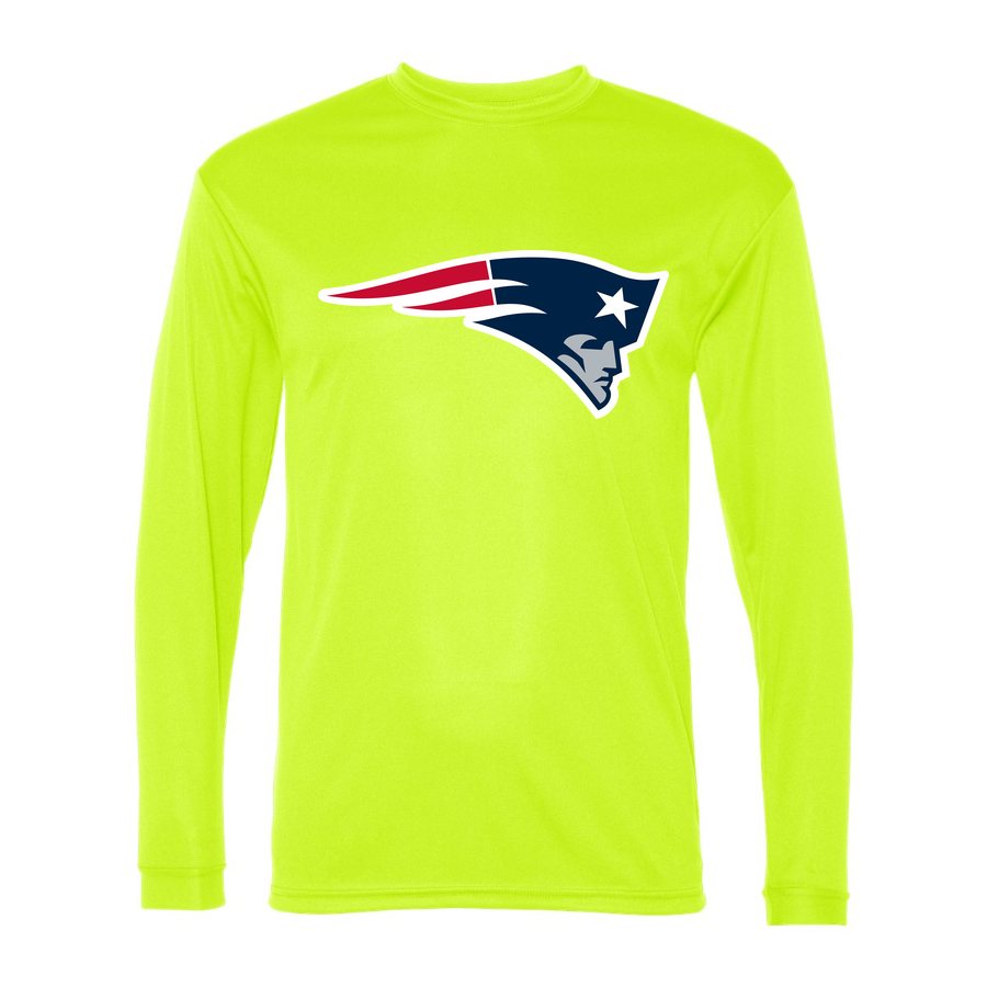 Men's New England Patriots Polyester Long Sleeve T-Shirt - Safety Yellow