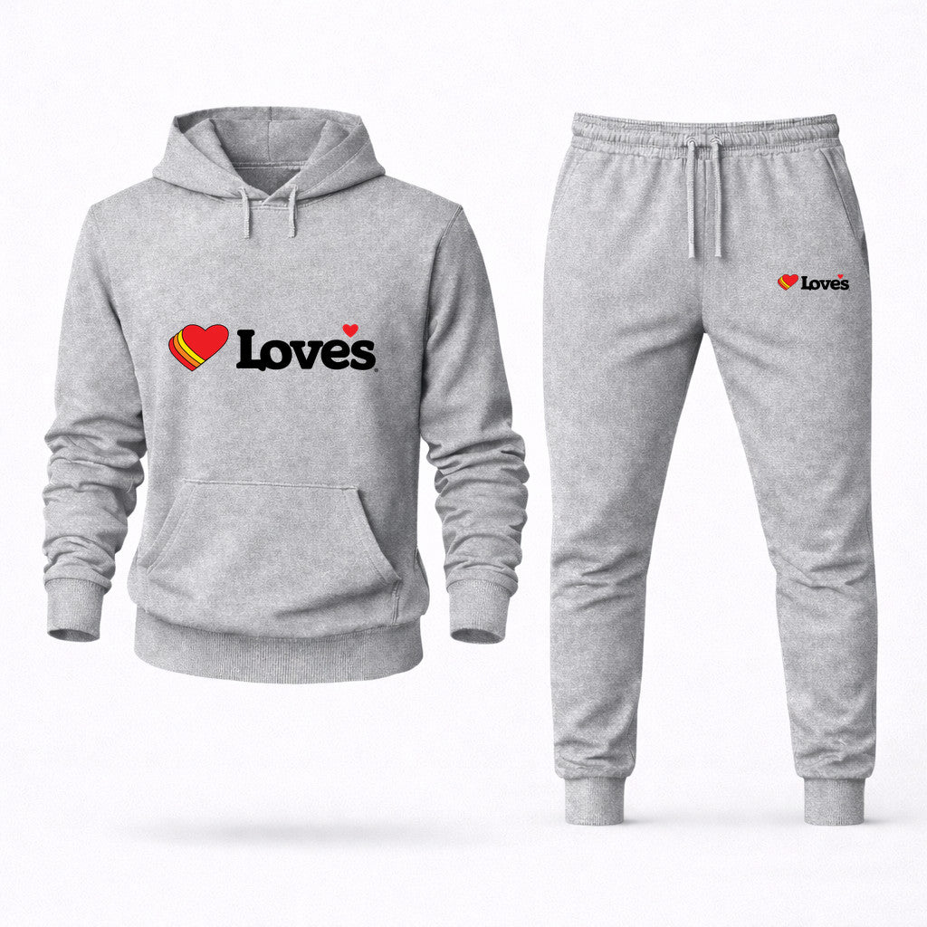 Love's Travel Stops Hoodie and Joggers Set - Grey