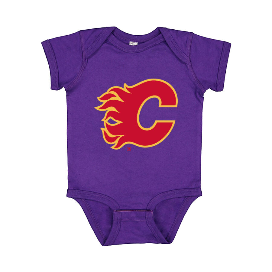 Calgary Flames Baby Romper Onesie - Purple