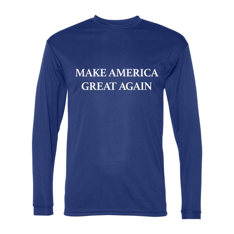 Men's Make America Great Again White Logo Polyester Long Sleeve T-Shirt - Royal Blue