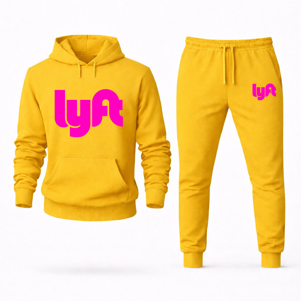 Lyft Pink Hoodie and Joggers Set - Yellow