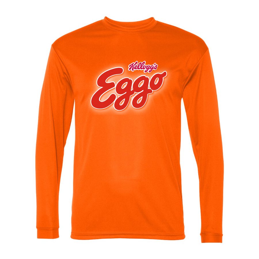 Men's Eggo Kelloggs food Polyester Long Sleeve T-Shirt - Safety Orange