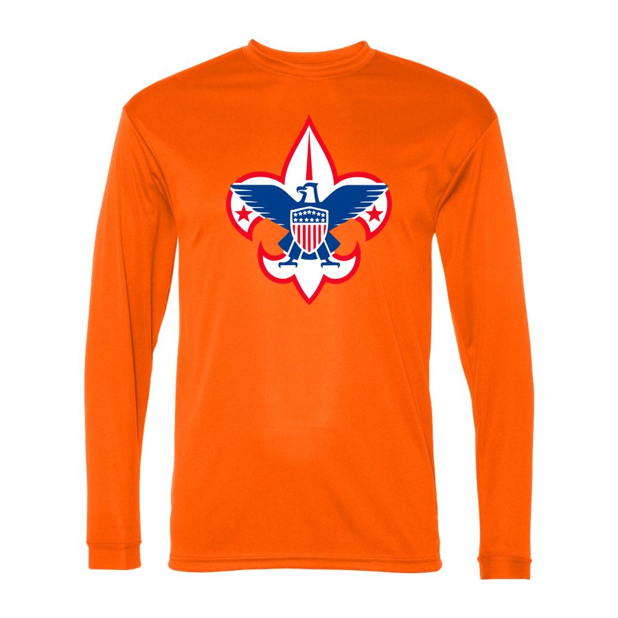 Men's Boy Scout Polyester Long Sleeve T-Shirt - Safety Orange
