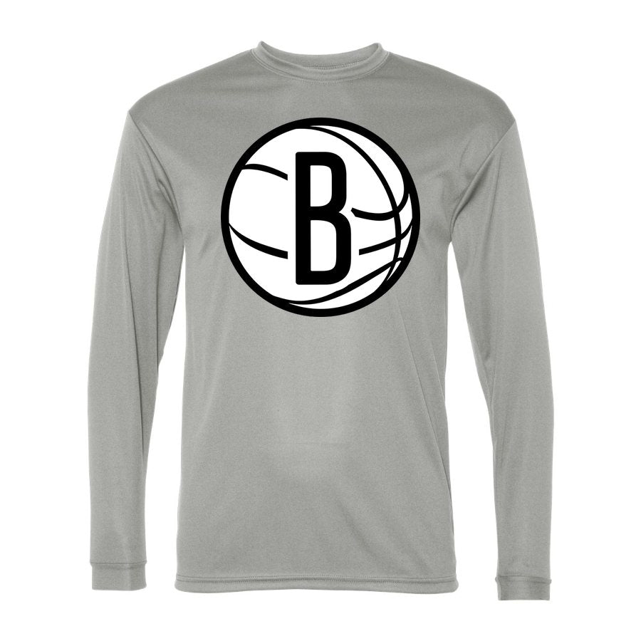 Men's Brooklyn Nets Polyester Long Sleeve T-Shirt - Silver