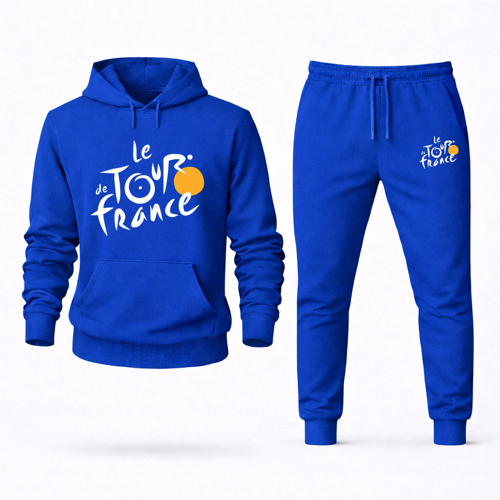 Tour de France White Hoodie and Joggers Set - Blue