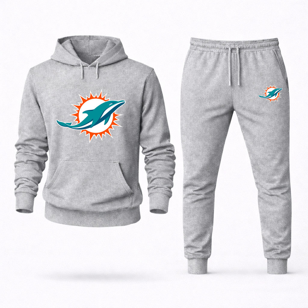 Miami Dolphins Hoodie and Joggers Set - Grey