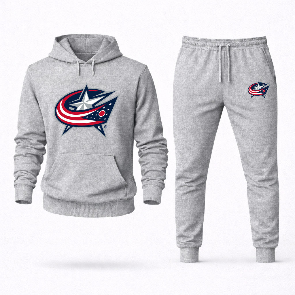 Columbus Blue Jackets Hoodie and Joggers Set - Grey