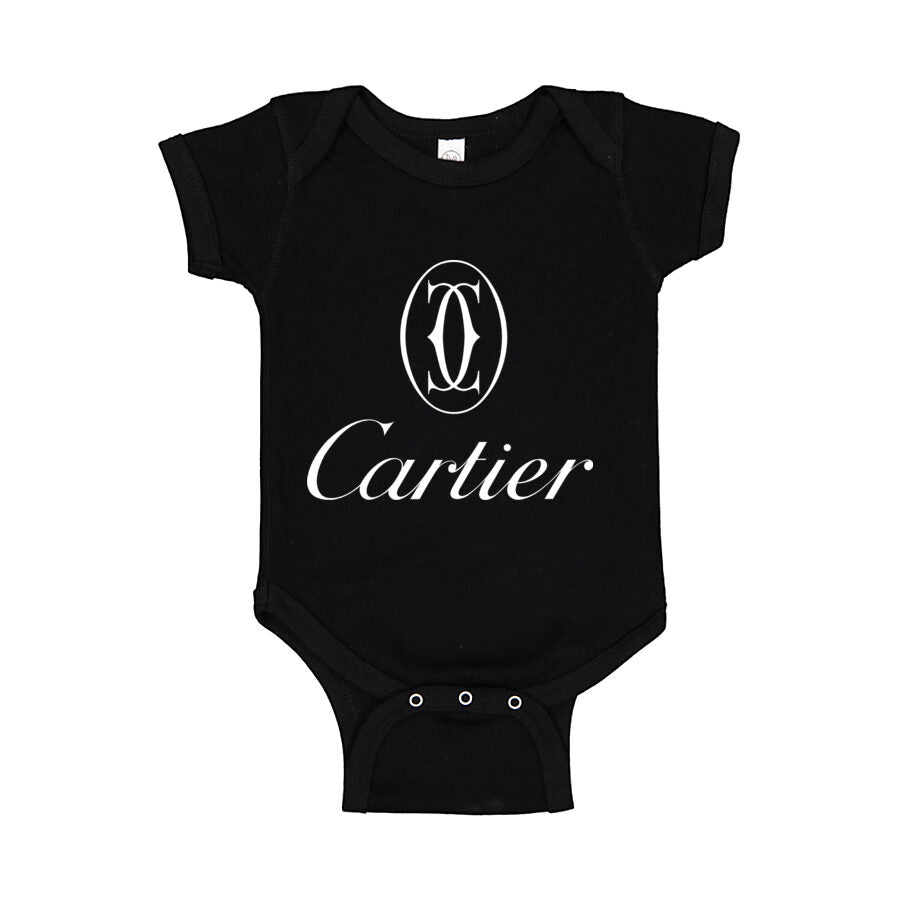 Cartier White Logo Baby Romper Onesie - Black