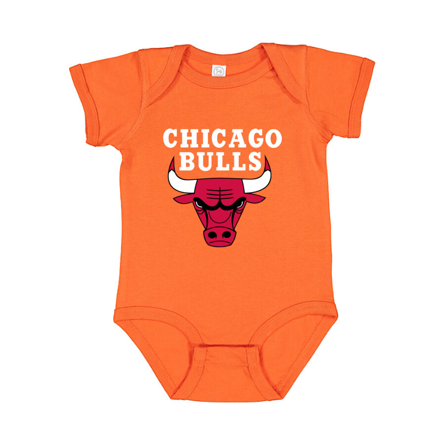 Chicago Bulls White Logo Baby Romper Onesie - Orange