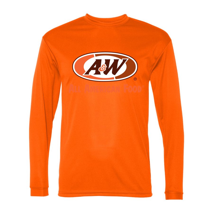 Men's A&W Polyester Long Sleeve T-Shirt - Safety Orange