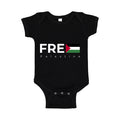 Free Palestine White Logo Baby Romper Onesie - Black