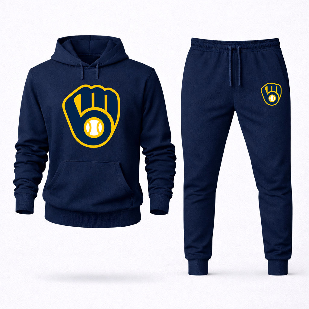 Milwaukee Brewers Hoodie and Joggers Set - Navy
