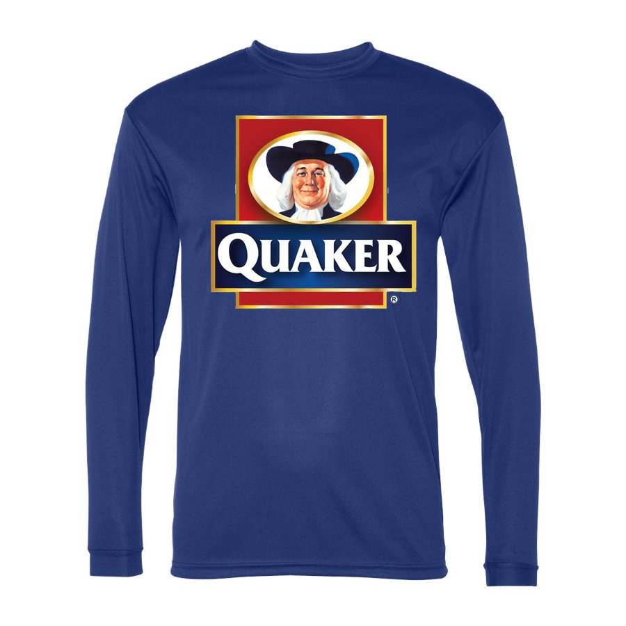 Men's Quaker food Polyester Long Sleeve T-Shirt - Royal Blue