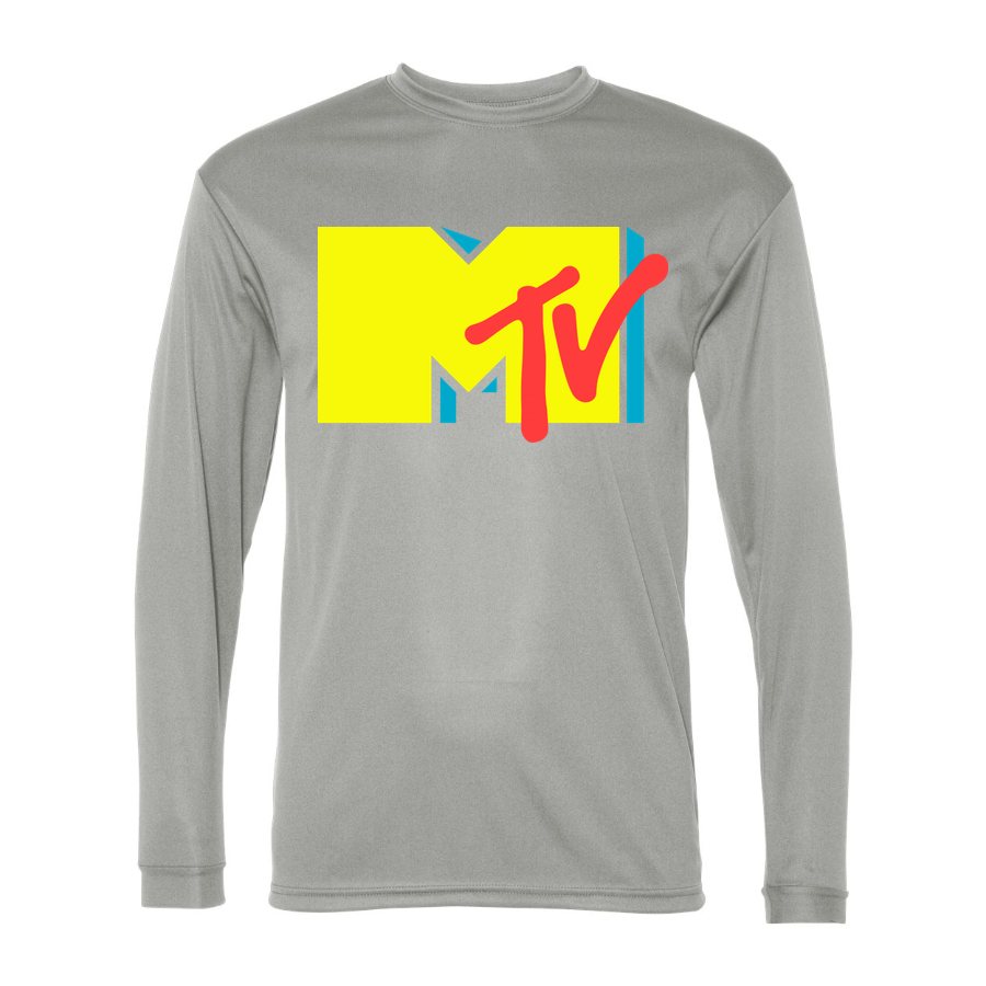 Men's mtv Polyester Long Sleeve T-Shirt - Silver