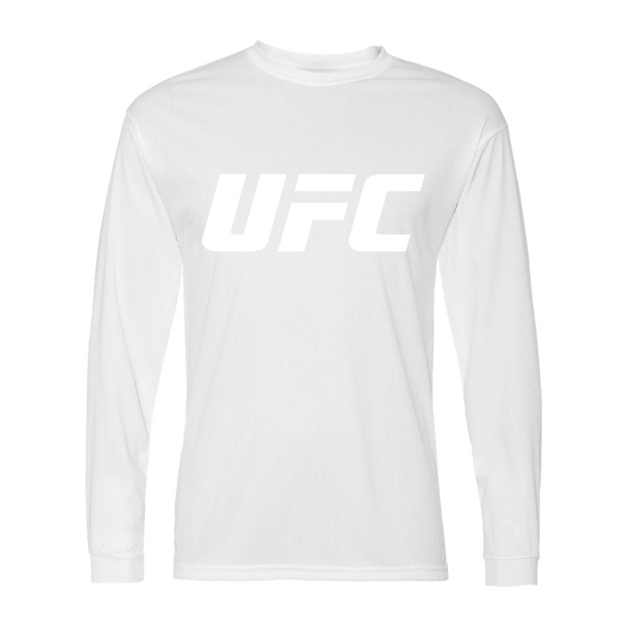 Men's UFC White Logo Polyester Long Sleeve T-Shirt - White