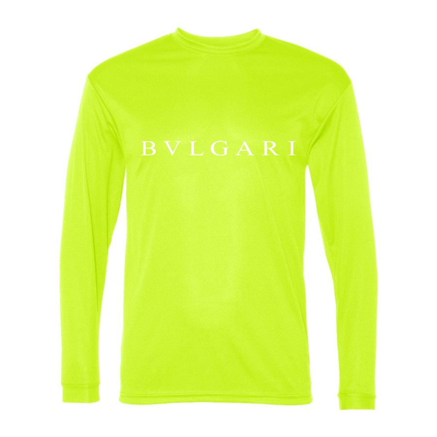 Men's Bvlgari white Polyester Long Sleeve T-Shirt - Safety Yellow