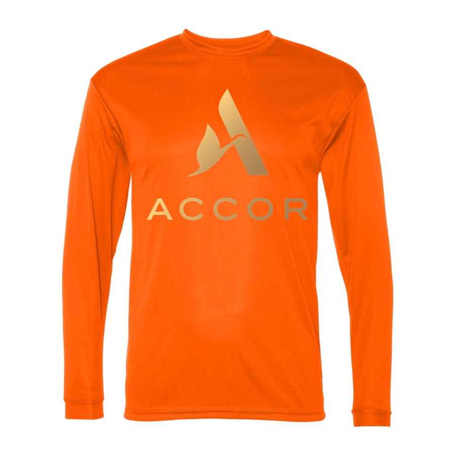 Men's Accor Polyester Long Sleeve T-Shirt - Safety Orange