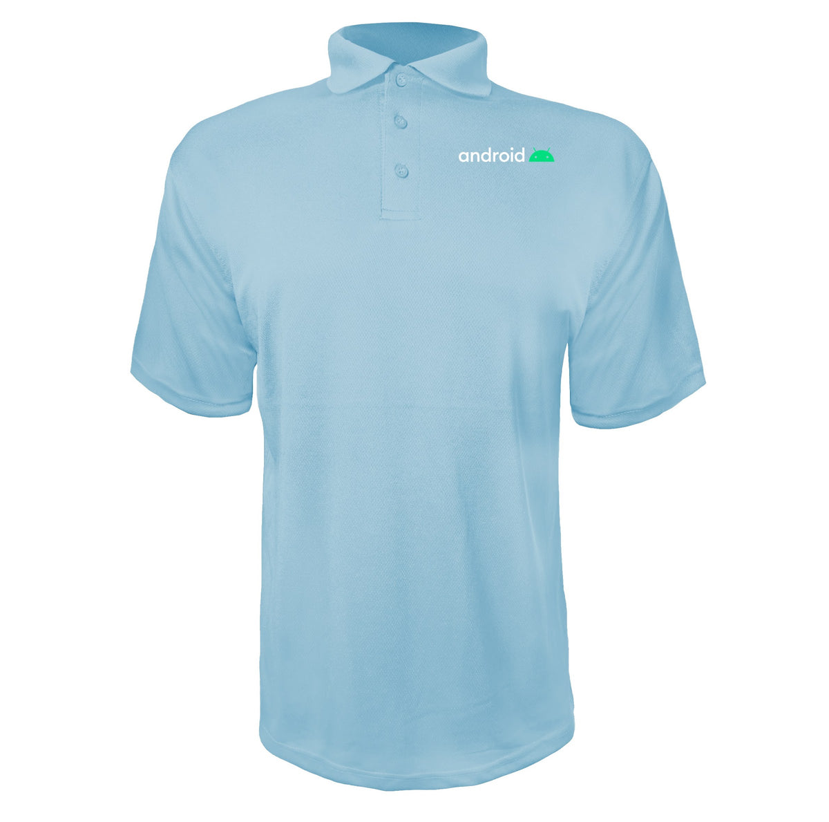 Android White men's polyester polo in Sky Blue