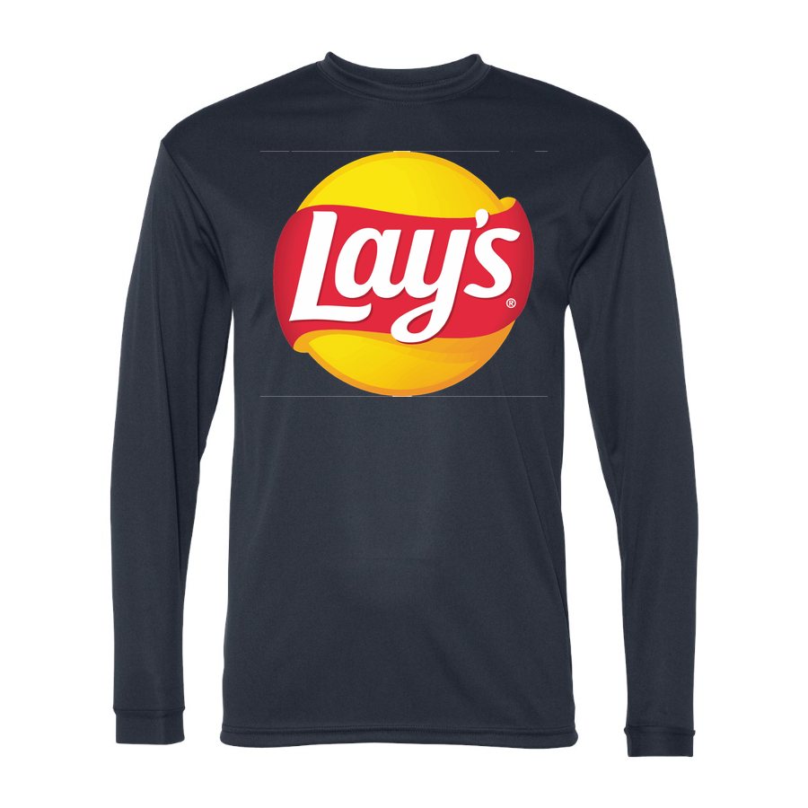 Men's Lays food Polyester Long Sleeve T-Shirt - Navy