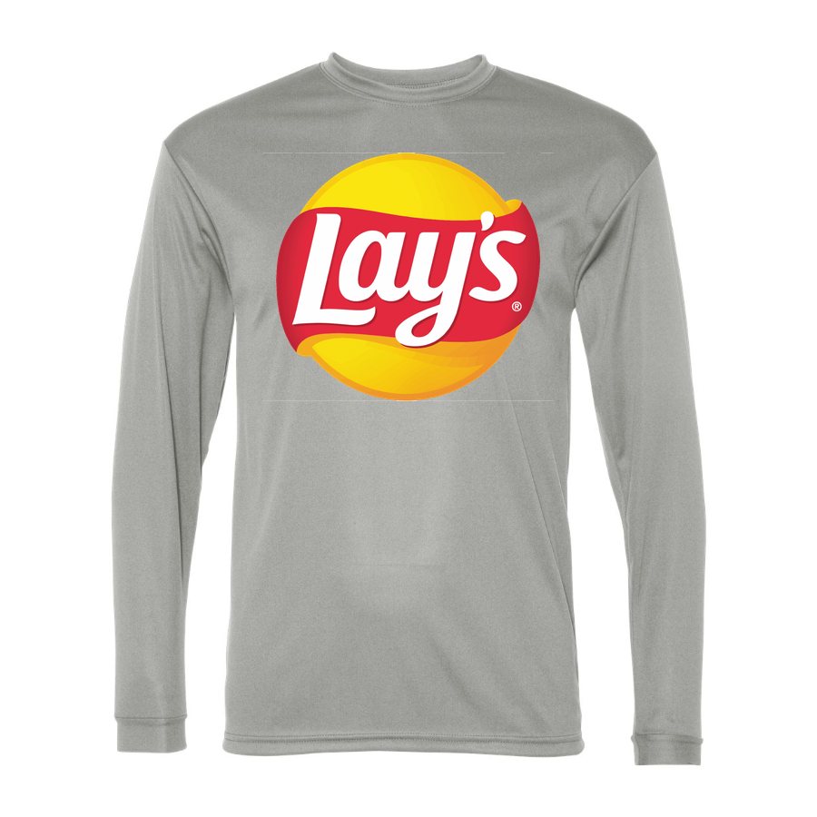 Men's Lays food Polyester Long Sleeve T-Shirt - Silver