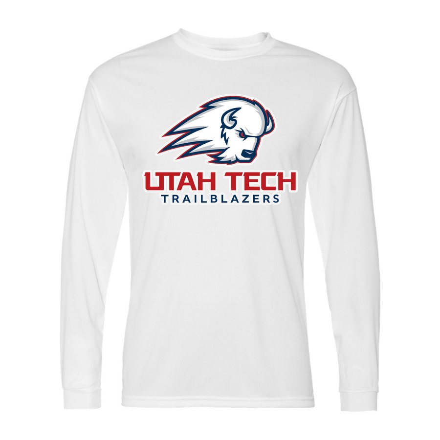 Men's Utah Tech Trailblazers Polyester Long Sleeve T-Shirt - White