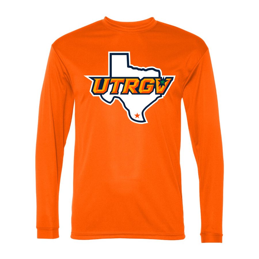 Men's UTRGV Vaqueros Polyester Long Sleeve T-Shirt - Safety Orange