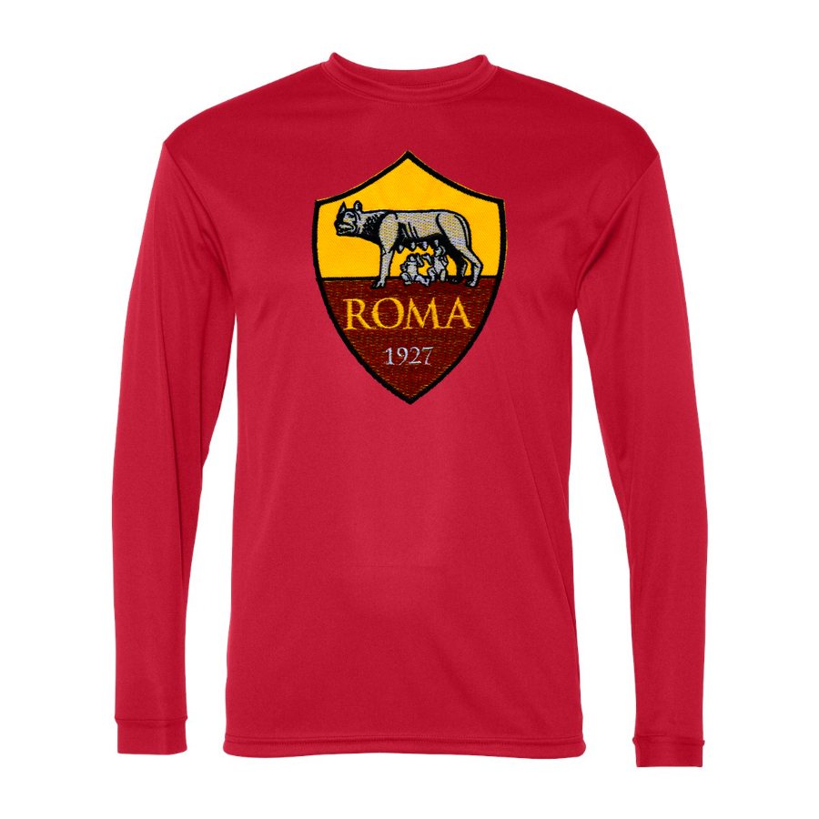Men's AS Roma FC Polyester Long Sleeve T-Shirt - Red
