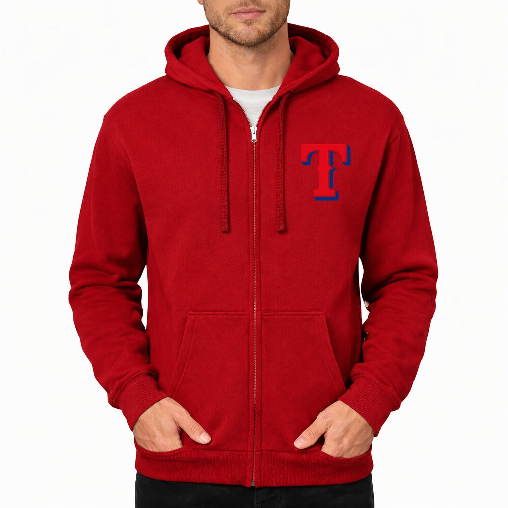 Men's Texas Rangers Zipper Hoodie - Red
