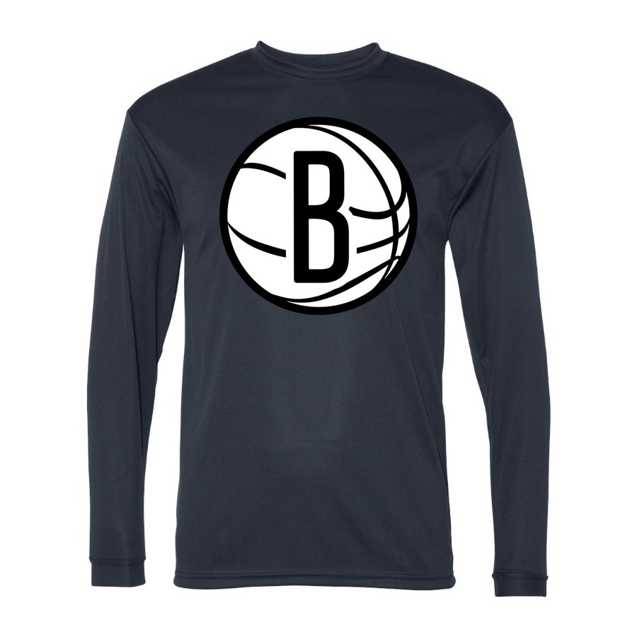Men's Brooklyn Nets Polyester Long Sleeve T-Shirt - Navy