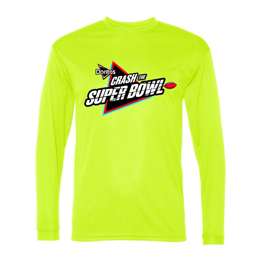 Men's Crash the Super Bowl Polyester Long Sleeve T-Shirt - Safety Yellow