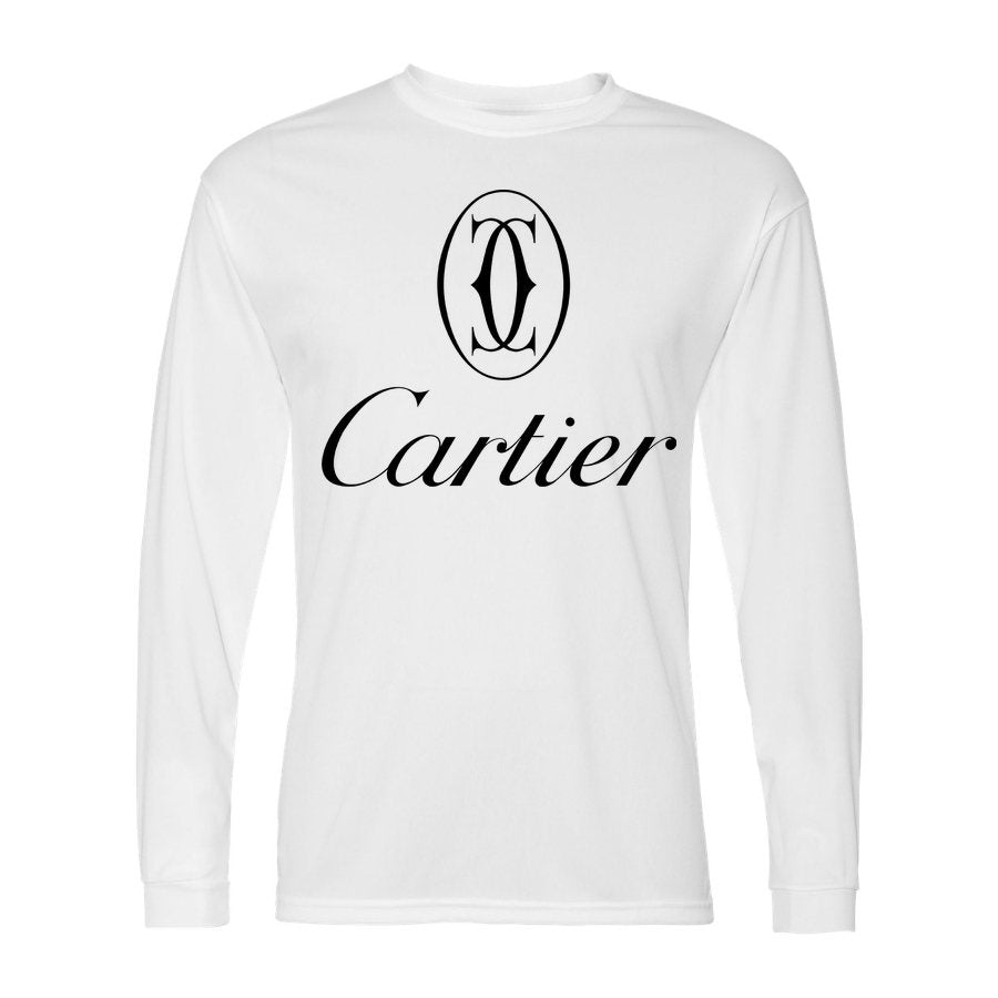 Men's Cartier Black Logo Polyester Long Sleeve T-Shirt - White