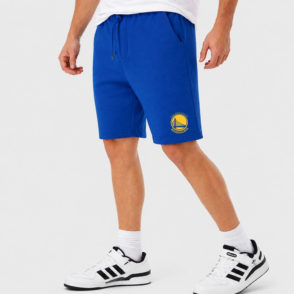 Men's Golden State Warriors Yellow Logo Cotton Shorts - Royal Blue