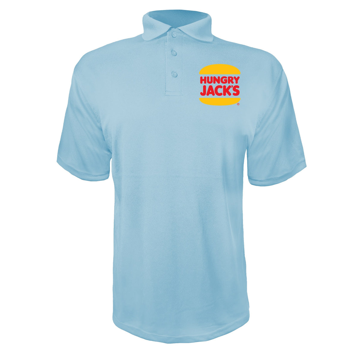 Hungry Jacks men's polyester polo in Sky Blue
