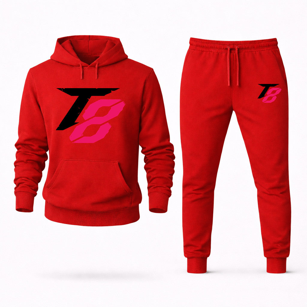 Tekken 8 Black Hoodie and Joggers Set - Red