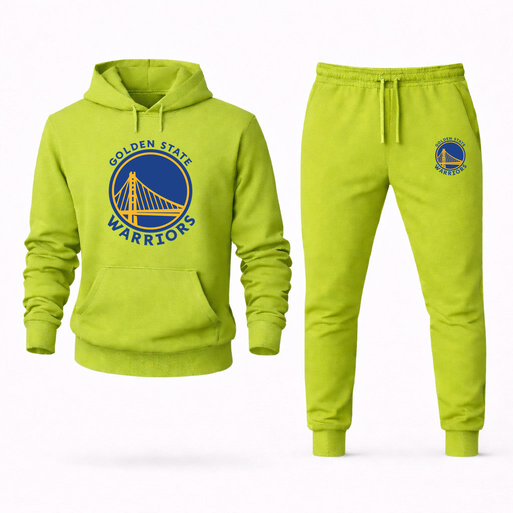 Golden State Warriors Blue Hoodie and Joggers Set - Lime Green