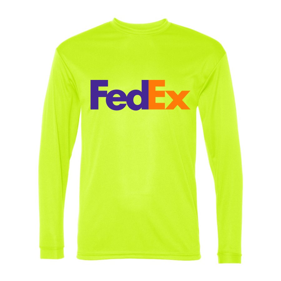 Men's FedEx Polyester Long Sleeve T-Shirt - Safety Yellow