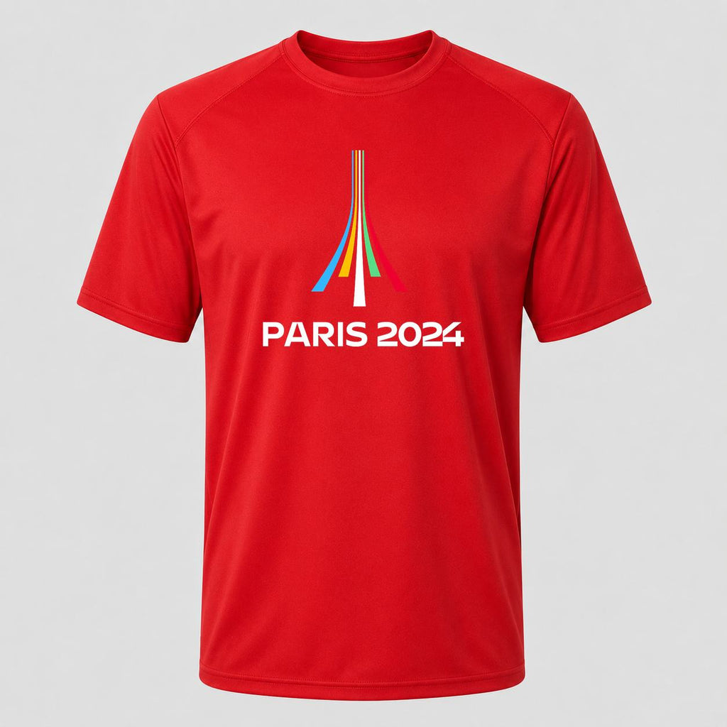 Men's Paris 2024 Olympics White Performance T-Shirt - Red